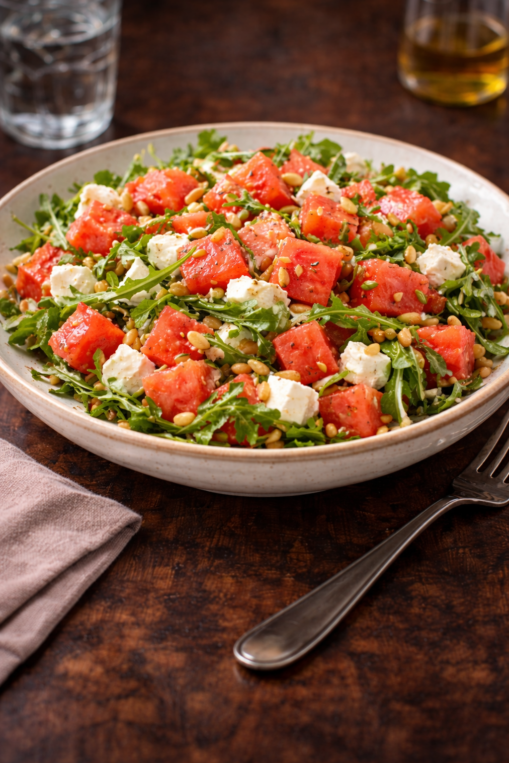 Watermelon, Feta S Pinenut Salad